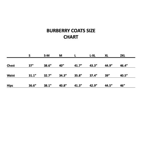 burberry coat size chart.